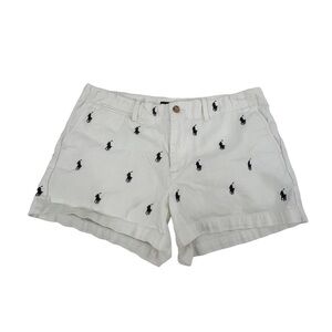 Ralph Lauren Sport White Blue Pony Shorts Size 6 Women's